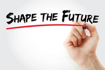 Hand writing Shape the future with marker, business concept background