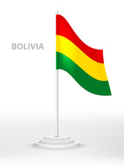 National waving flag of Bolivia on a pole. vector 3d country national symbol on a white background

