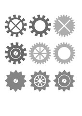 Cogwheel gear symbol. Flat cog icon set.
