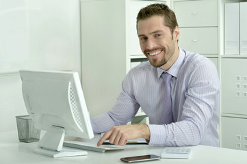 Fototapeta na wymiar businessman working with laptop in office
