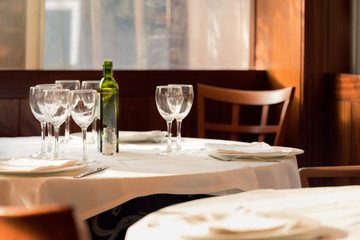 The restaurant serves for lunch. Photos with beautiful bokeh