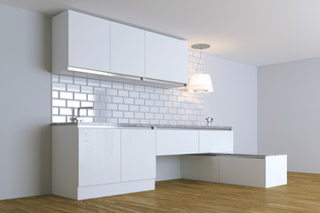 White Contemporary Kitchen in White Interior