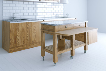 Perfect idea for kitchen interior design with wooden furniture.