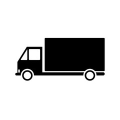 Delivery icon silhouette shipping truck isolated on white backgr