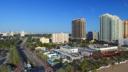 FORT LAUDERDALE - FEBRUARY 25, 2016: City aerial skyline on a su