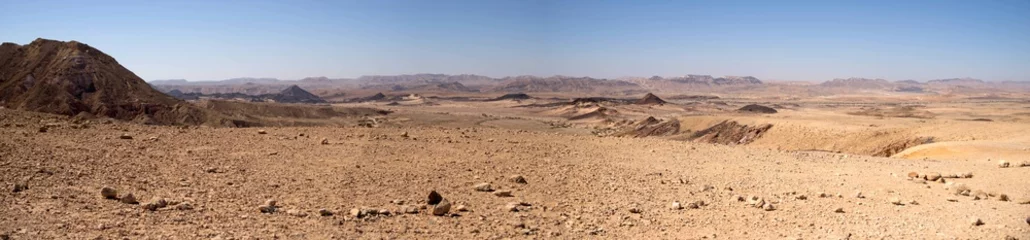 Wandaufkleber Weitwinkelpanorama der Wüstenlandschaft © Pavel Bernshtam