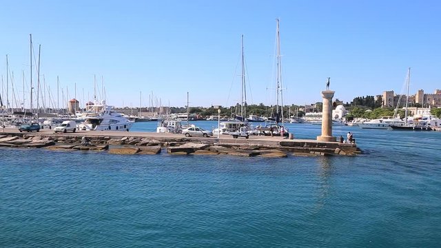 Rhodes Landmark Mandrake Port. Greece . The medieval lighthouse