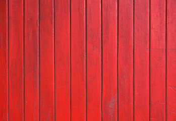 Red grunge painted wooden planks panel