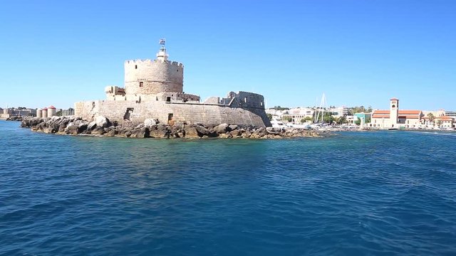 ancient Tower and Fort of Saint Nicholas in Rhodes, Greece