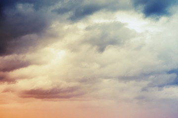 Colorful dramatic sky with dark clouds