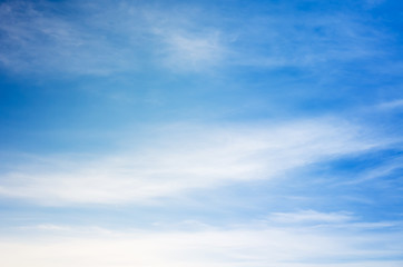 Blue sky with white cirrus clouds, texture - obrazy, fototapety, plakaty