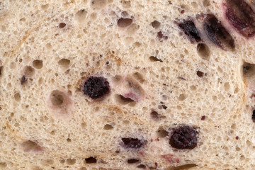 Close view of blueberry bread,