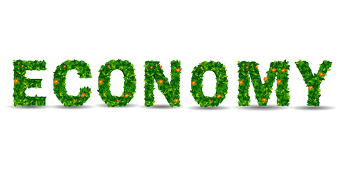 economy green leaf in the form of letters