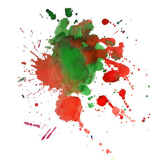 Abstract watercolor stain with splashes multicolor