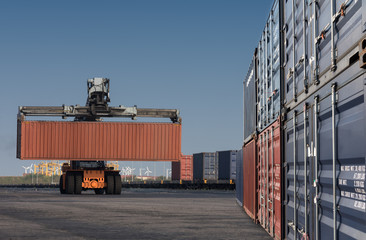 forklift handling container box