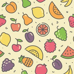 Seamless pattern with illustrarions of fruit