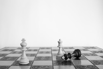 Scacchi fotografati su una scacchiera