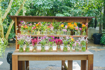 flower in glass bottle