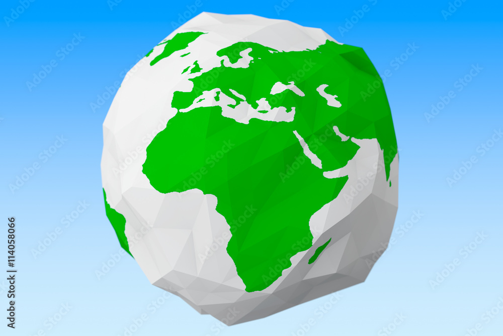 Aufkleber earth globe in low polygonal style. 3d rendering