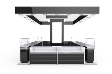 Retail Store Shelf Desk. 3d Rendering