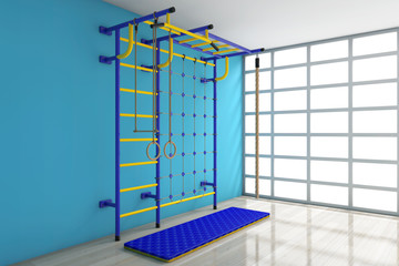 Sports Playground Wall Bars for children. 3d Rendering