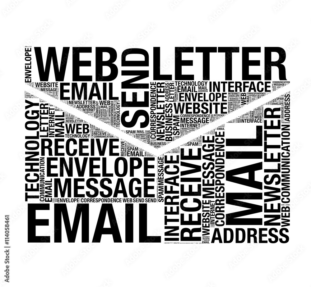 Poster envelope icon sign shape with email concept words. 3d rendering