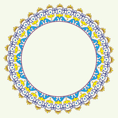 Vector colorful round lace frame.
