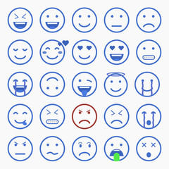 Set of Emoticons. Set of Emoji. Set of Avatar. Outline style illustrations - stock vector.