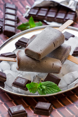 Chocolate ice cream popsicles.