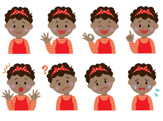 子供　表情　アイコン　セット