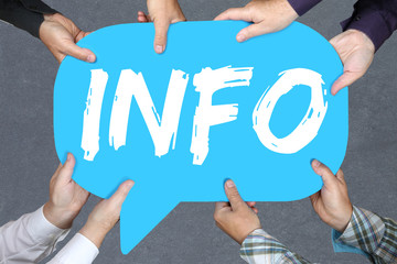 Gruppe Menschen halten Info Infos Information Informationen News