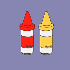 Two cute hand-drawn fastfood sauces