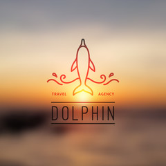 logo of dolphin and waves