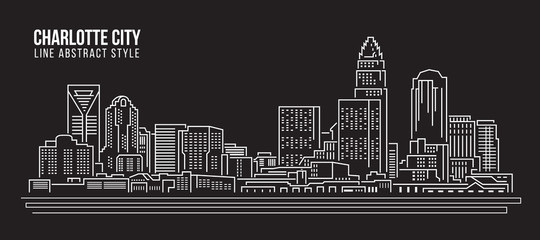 Cityscape Building Line art Vector Illustration design -  Charlotte city - obrazy, fototapety, plakaty