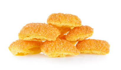 Biscuits butter with sugar on white background