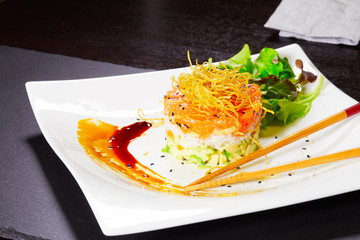 salmon and avocado tartar