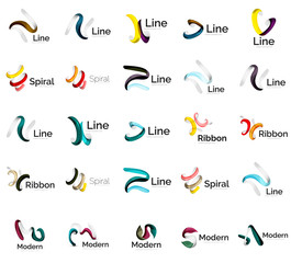 Set of abstract ribbon logo icons
