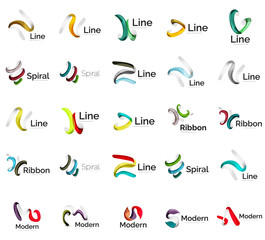 Set of abstract ribbon logo icons
