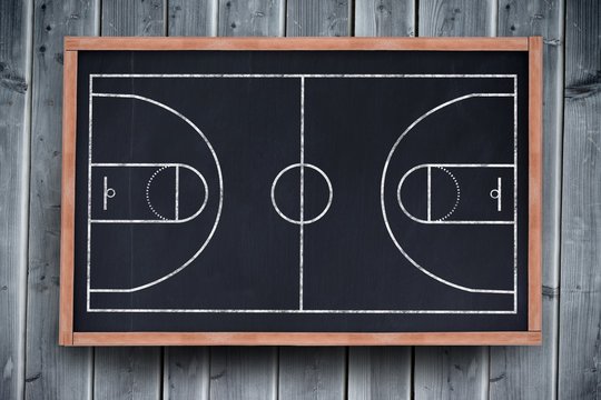 Composite image of basketball field