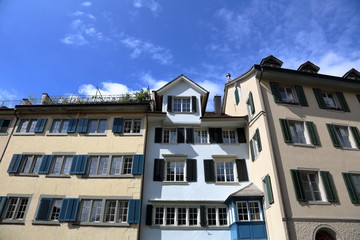 The charming architecture of the largest Swiss city of Zurich