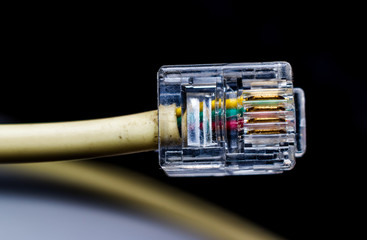 Ethernet cable for a computer close up