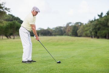 Mature man playing golf 