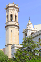 torreon campanario de la iglesia catolica en Burriana Castellon Valencia