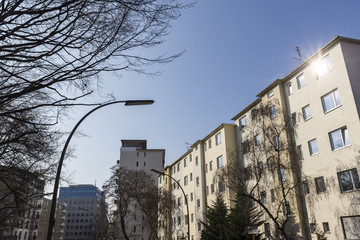 houses in Berlin Kreuzberg with blue sky