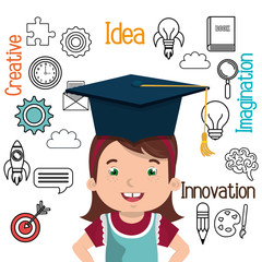 girl studying isolated icon design, vector illustration graphic