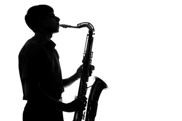 portrait of a young artist with a sax
