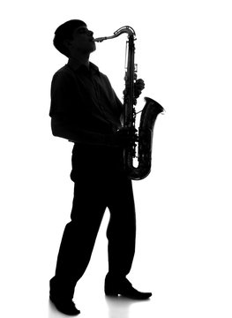 portrait of a young artist with a sax