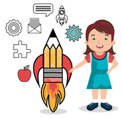 girl studying isolated icon design, vector illustration graphic
