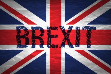 Fototapeta premium Brexit cracks Text Isolated. United Kingdom exit from europe relative image. Brexit named politic process. Referendum theme