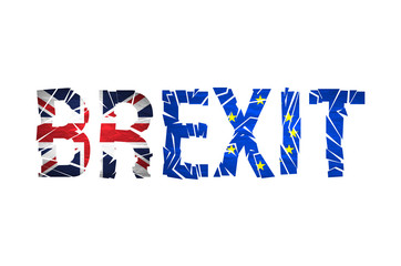 Brexit Text Isolated. Brexit cracks Text Isolated. United Kingdom exit from europe relative image. Brexit named politic process. Referendum theme